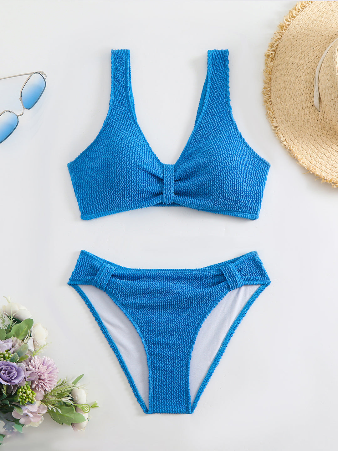 Femme Knoten Bralette Bikini Sæt med højt skåret underdel Stilla