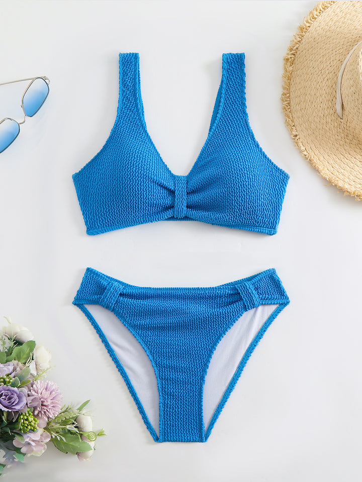 Femme Knoten Bralette Bikini Sæt med højt skåret underdel Stilla