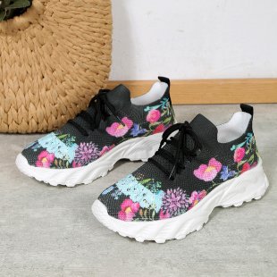 Dame Åndbare Sneakers med blomstermotiv Stilla