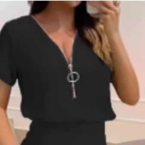 Dame moderigtig heldragt med praktisk lynlås og elegant bånd Stilla
