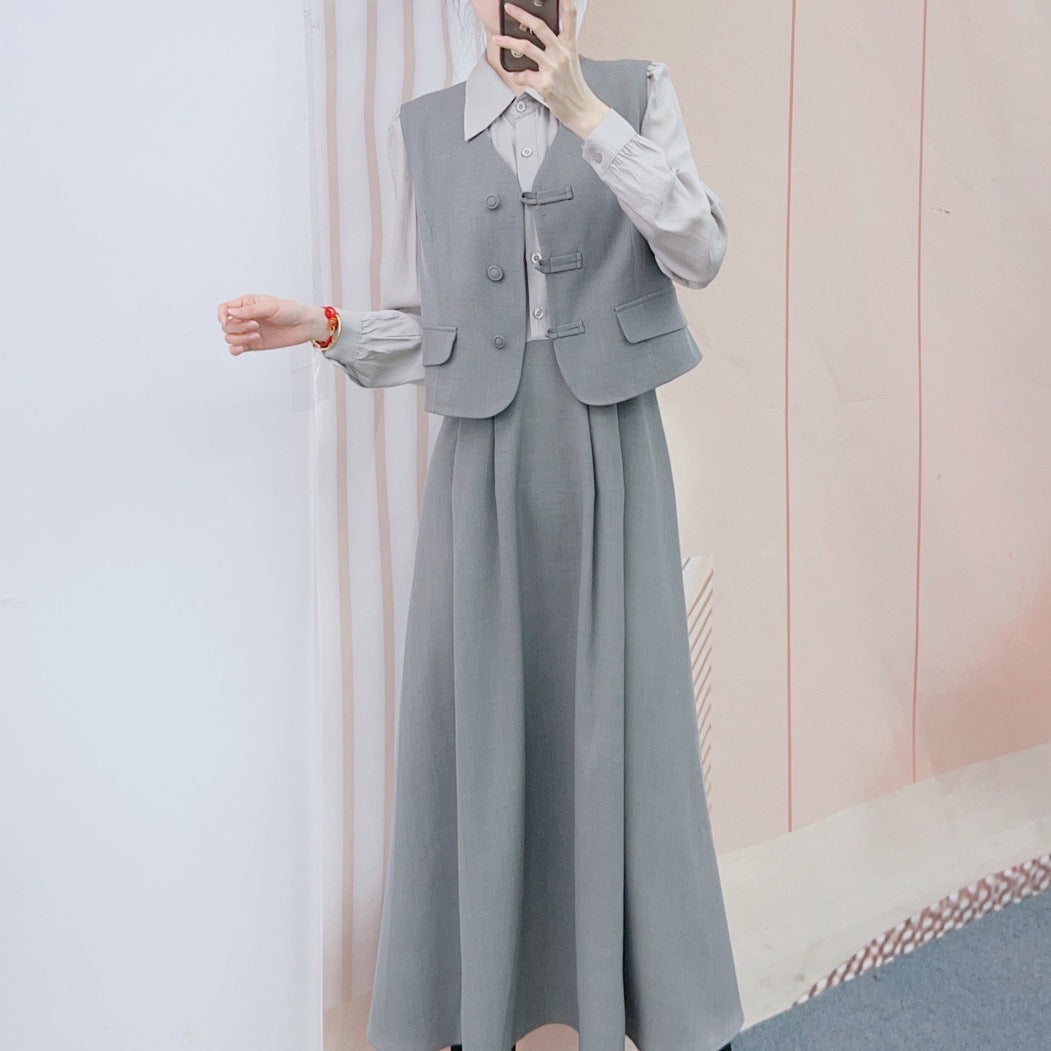 Dame elegant vest-nederdel kombination Stilla