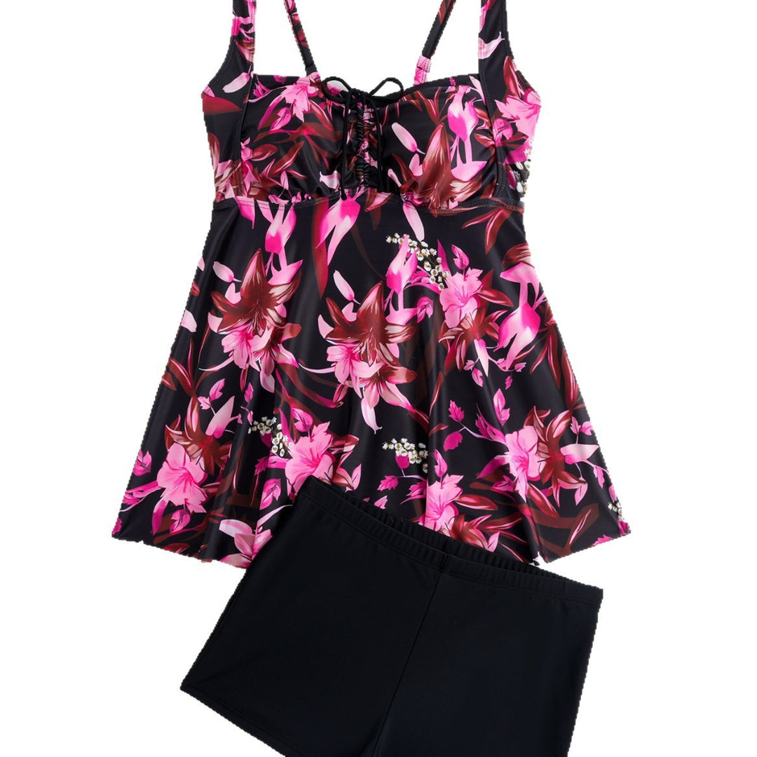 Dame Tankini med blomster Overtøj og behagelige Shorts Skovae