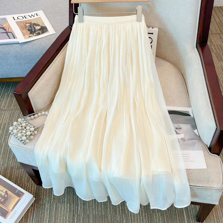 Dame Let Fald Skirt i fint Chiffon Stilla