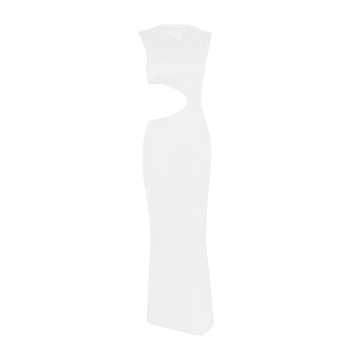 Dame elegant figurtilpasset maxikjole med asymmetrisk cut-out Stilla