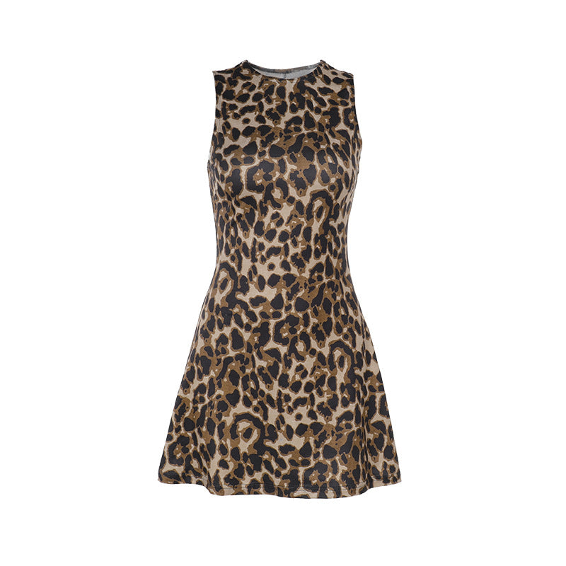 Dame pencil dress med leopardmønster og tætsiddende snit Skovae