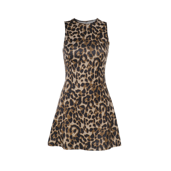 Dame pencil dress med leopardmønster og tætsiddende snit Skovae