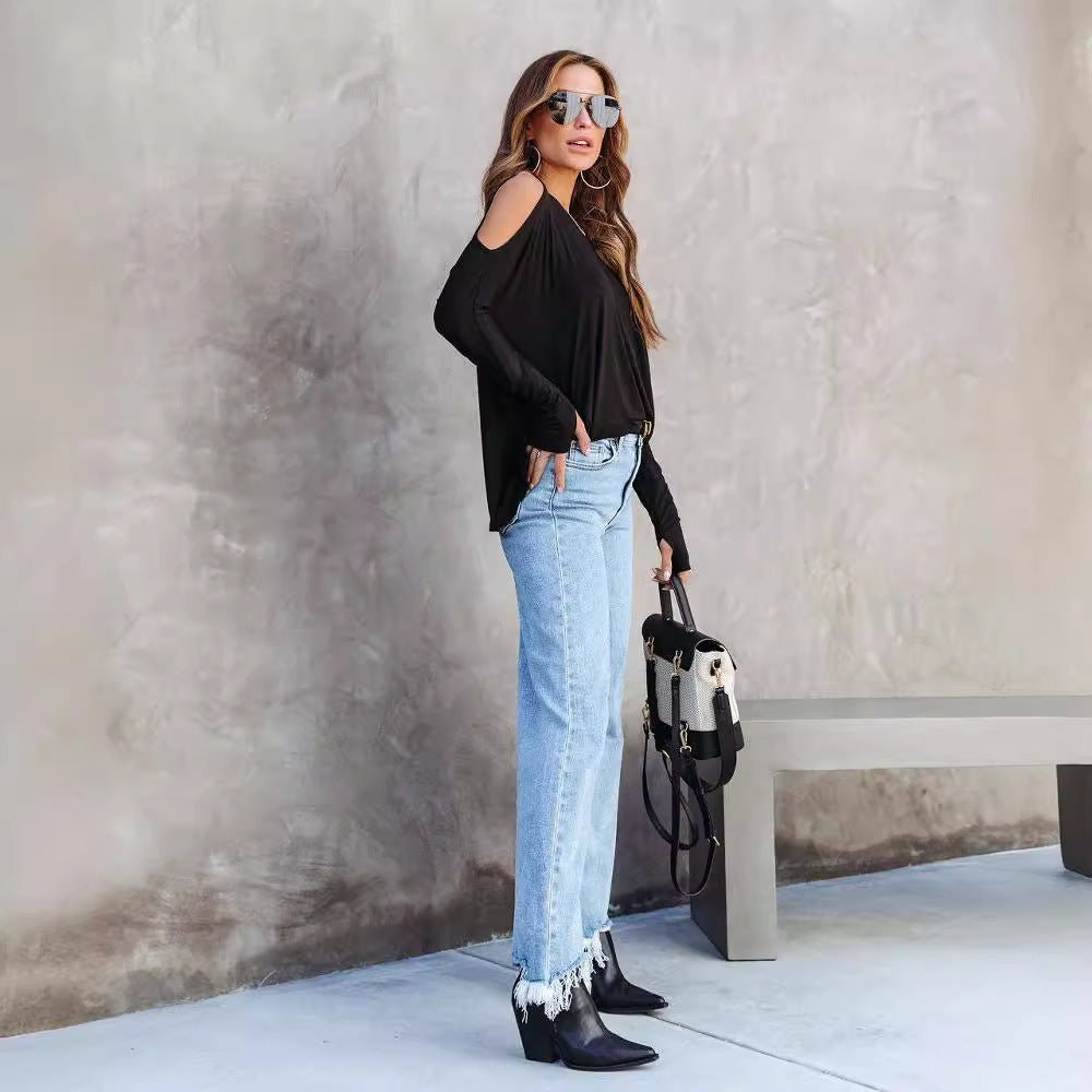 Damer Casual Oversized Pullover med Cut-Out-Ærmer Stilla