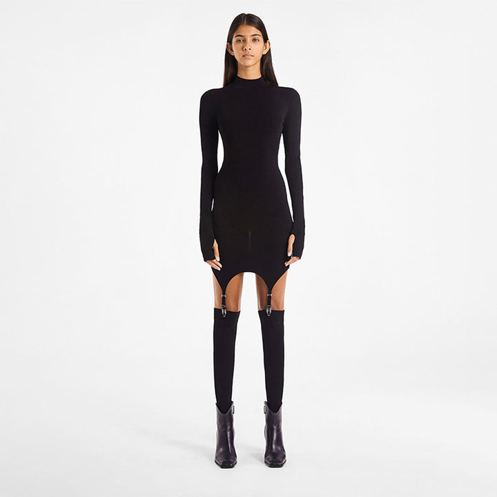 Damer Elegant Minikjole med transparente indsættelser og lange ærmer Stilla