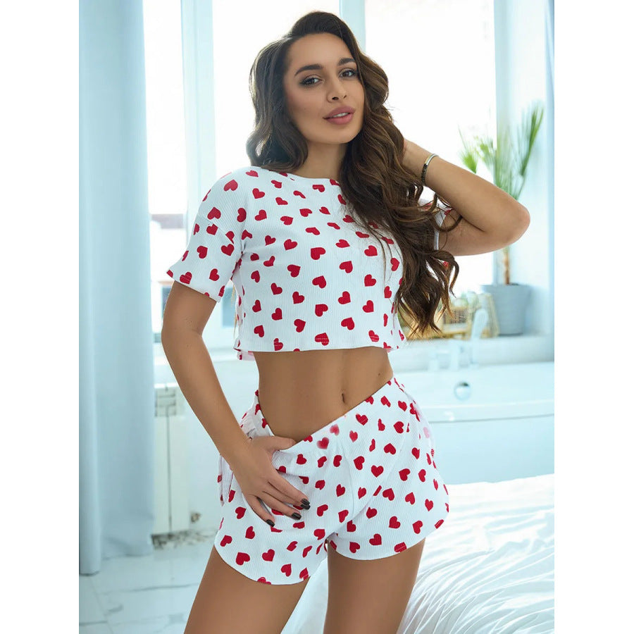 Dame Pyjama-sæt med hjerteligt design og luftig pasform Stilla