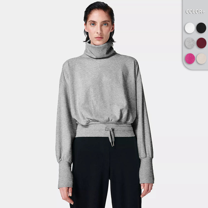 Damer afslappet sweatshirt med høj krave og elastisk bund Stilla
