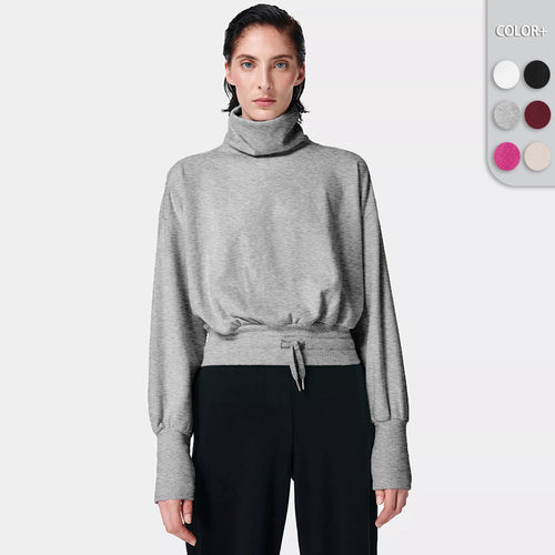 Damer afslappet sweatshirt med høj krave og elastisk bund Stilla