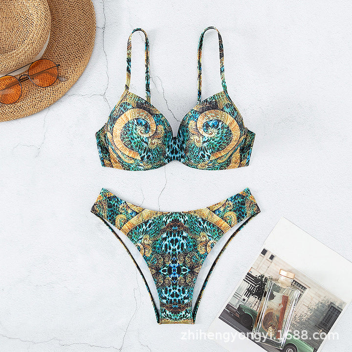 Dame Designer-Bikini med elegant dyremønster Skovae