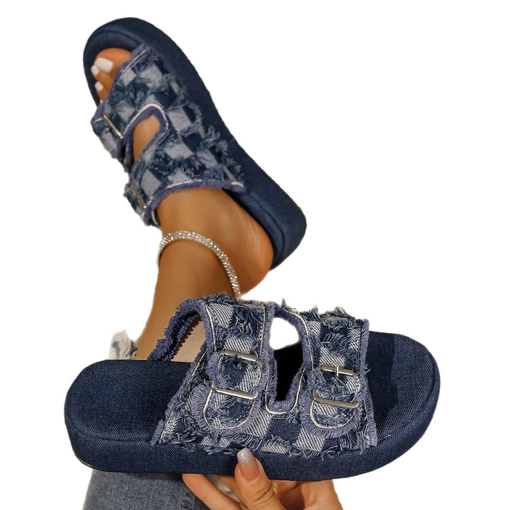 Dame Trendy Denim Platform Sko Stilla