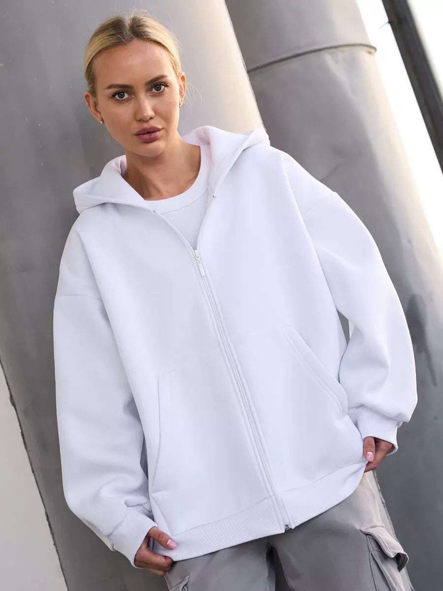 Kvinder blød zip hoodie jakke med kængurulommer Skovae