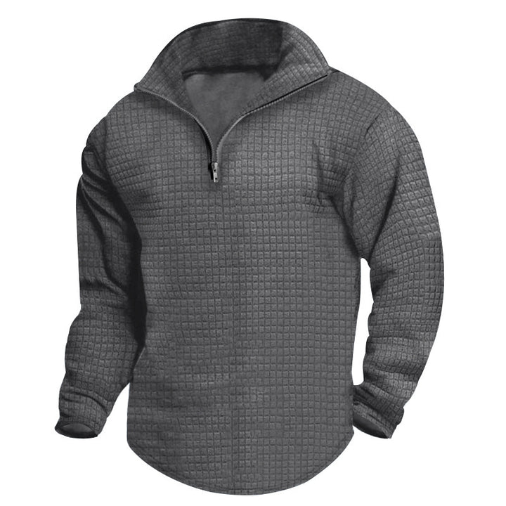 Herrer nan quilted thermo-halfzip med vaffelmønster, børstet foring og afrundet kant Skovae