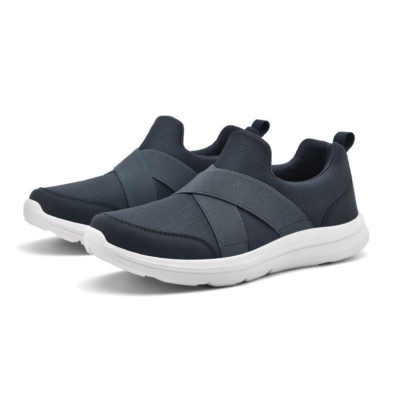 Dame nan elastisk Slip-On Komfort-sneaker med åndbart strikkoverdel, krydsede strækremme og stødabsorberende EVA-sål Skovae