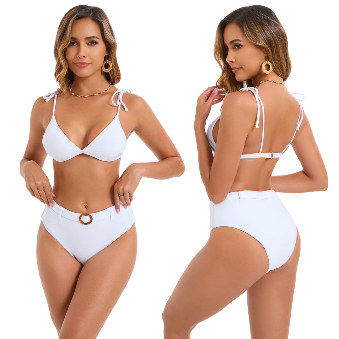 Dame triangel-bikini med elegant snøring og trendy ringlukning Skovae