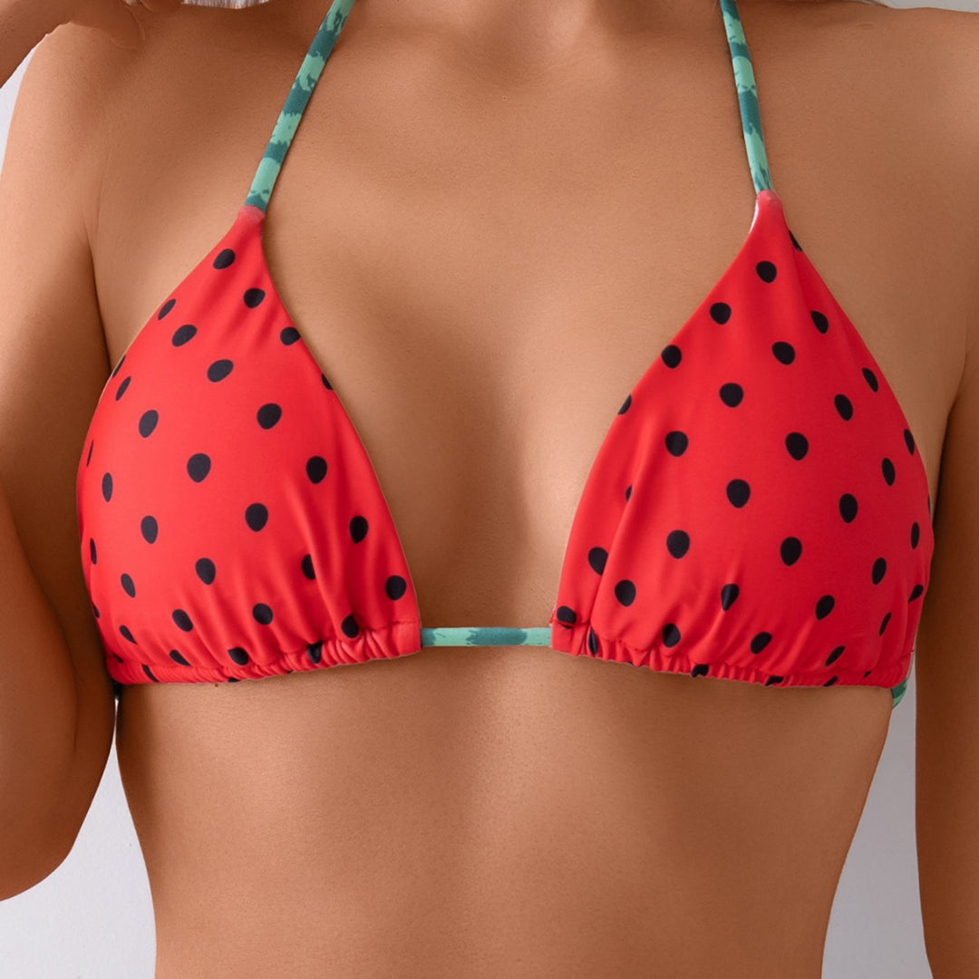 Dame Triangel-Bikini-Sæt med iøjefaldende frugtdesign Skovae