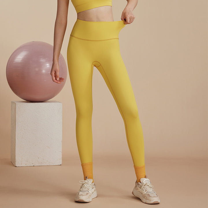 Dame højtaljede yogaleggings i åndbart materiale med figursyet snit Stilla