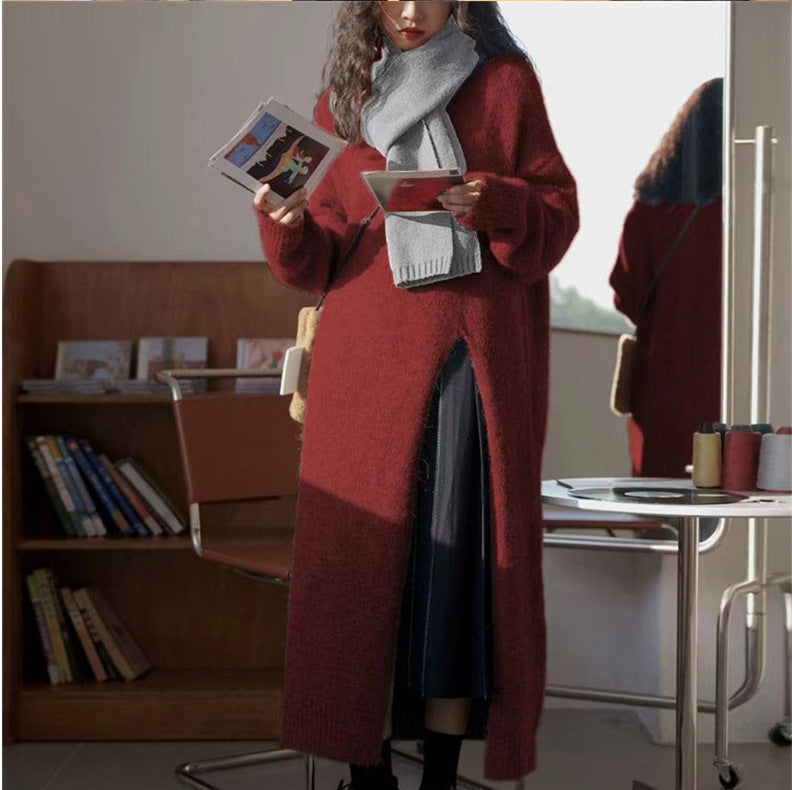 Dame strikket pullover med lange ærmer og elegant rund hals Stilla