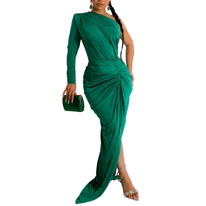 Dame elegant vikdress med asymmetrisk snit og glat drapering Stilla