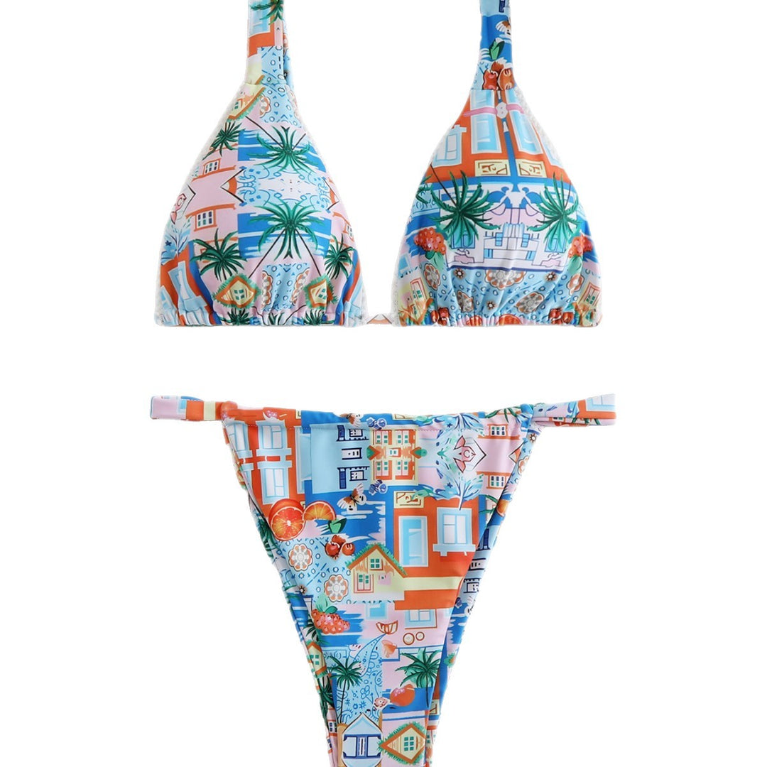 Dame Triangel-Bikini med livlig tryk Skovae