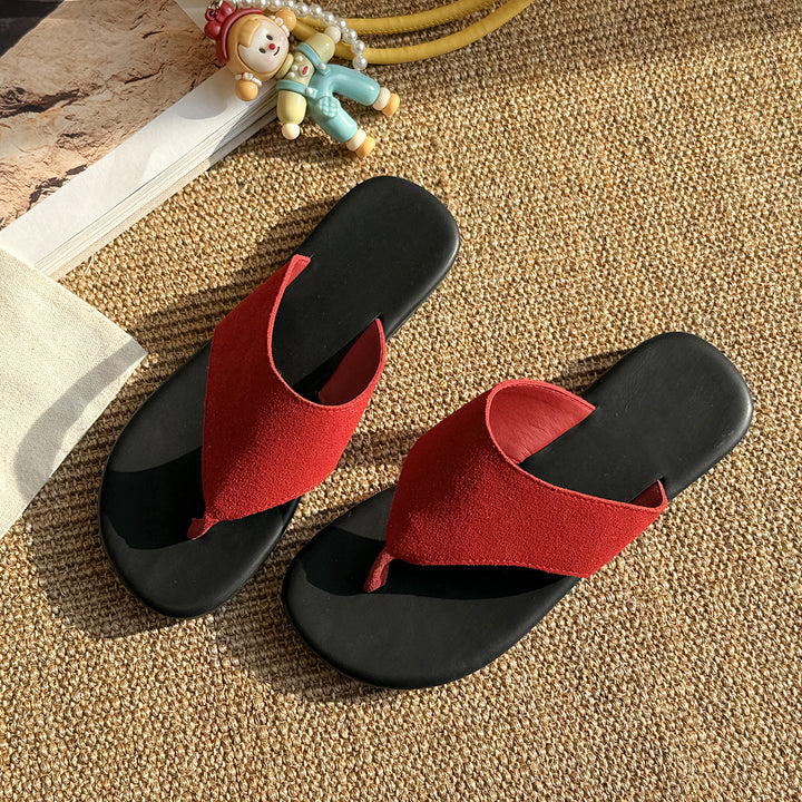 Dame Casual Suede Tåsplit Sandaler Stilla
