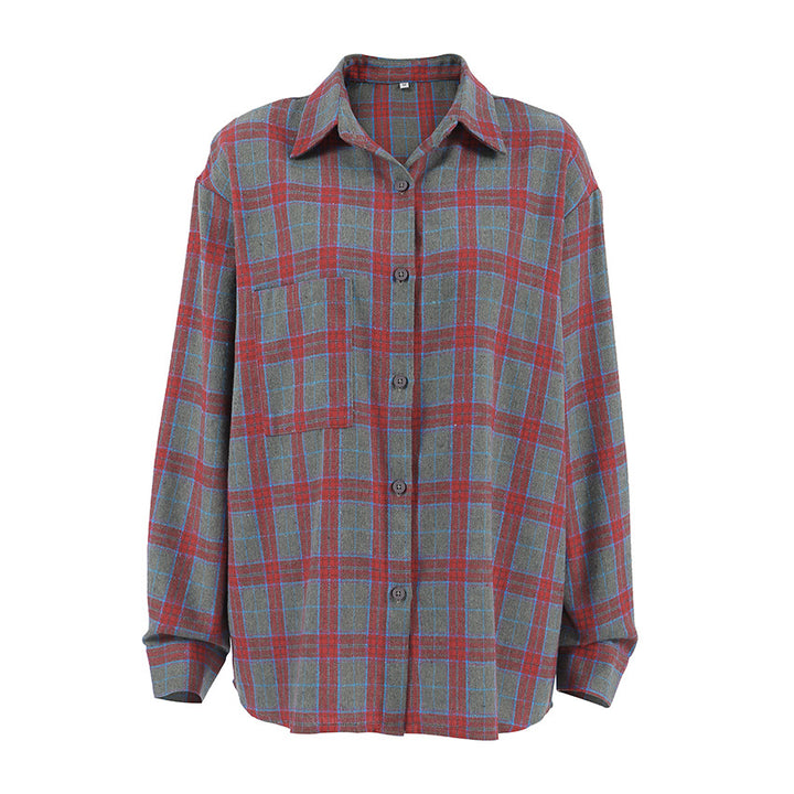 Dame Tjekket Flannel Skjorte med afslappet snit og casual oversized design Stilla