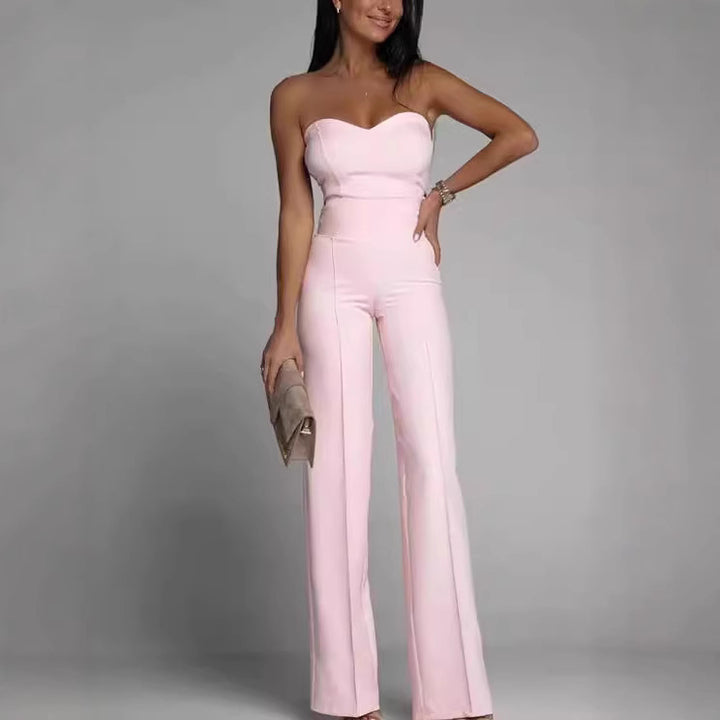 Dame elegant jumpsuit med off-shoulder design og vid ben Skovae