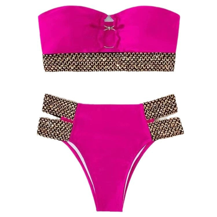 Dame Strapless Høj Talje Bikini Sæt Stilla 1750839995