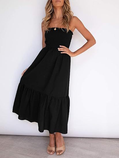 Dame Strapless Blomster Maxikjole Stilla