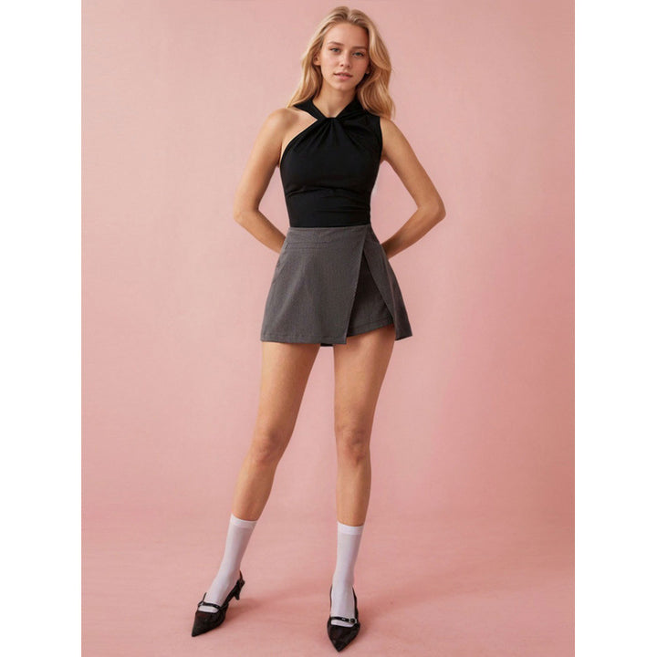 Damen Sportliches Tank-Top mit gefaltetem Ausschnitt und asymmetrischem Schnitt Skovae