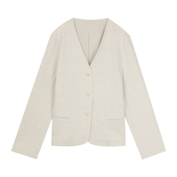 Dame elegant blazerjakke med blødt stof og minimalistisk knaplukning Stilla