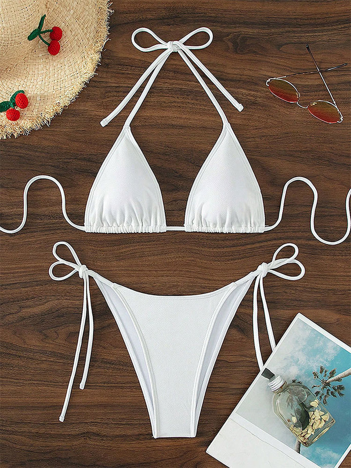 Dame Triangel-Bikini med justerbare stropper og sidesnore Skovae