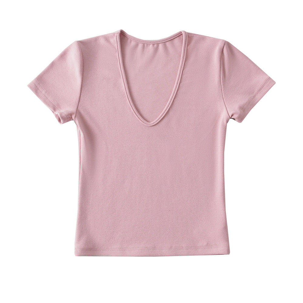 Dame V-hals T-shirt med figursyet snit Stilla