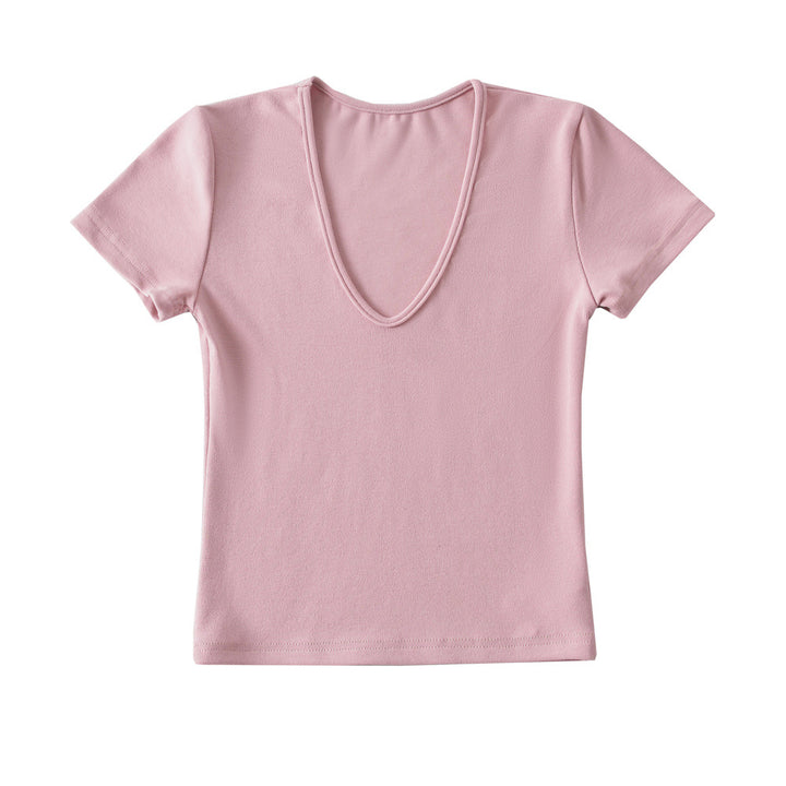Dame V-hals T-shirt med figursyet snit Stilla
