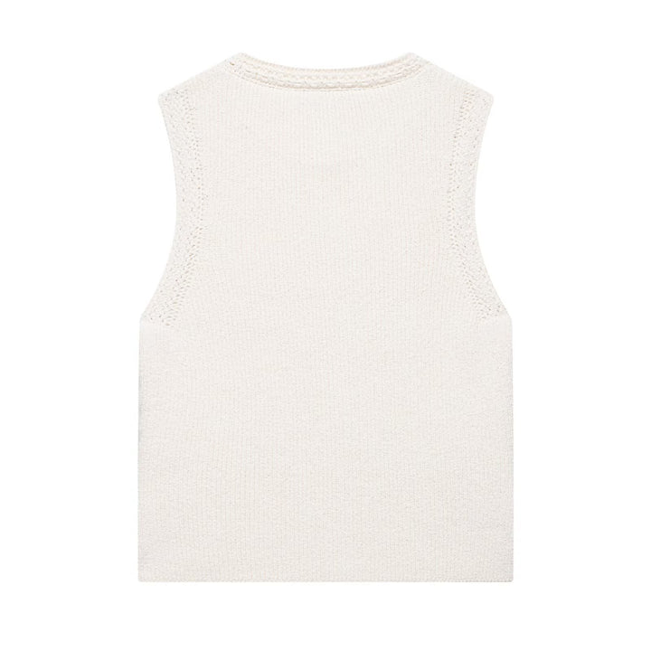 Femme Stilfulde Strikveste med Dekorative Knapper Stilla