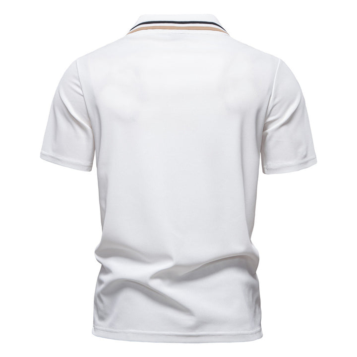 Herre polo T-shirt med elegante kontraststriber og praktisk brystlomme Stilla