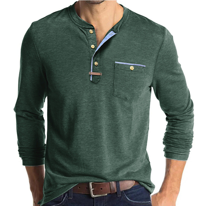Herren Langarm-Henley-Skjorte med modetrend Knapliste og stilfuldt Lomme-design Stilla