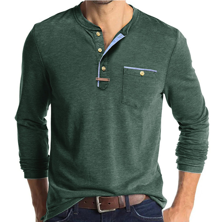 Herren Langarm-Henley-Skjorte med modetrend Knapliste og stilfuldt Lomme-design Stilla