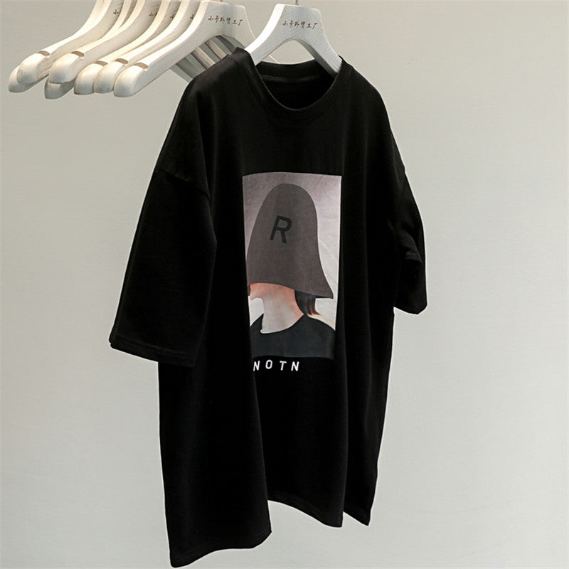 Dame T-shirt med moderne grafiktryk og afslappet oversized-snit Stilla