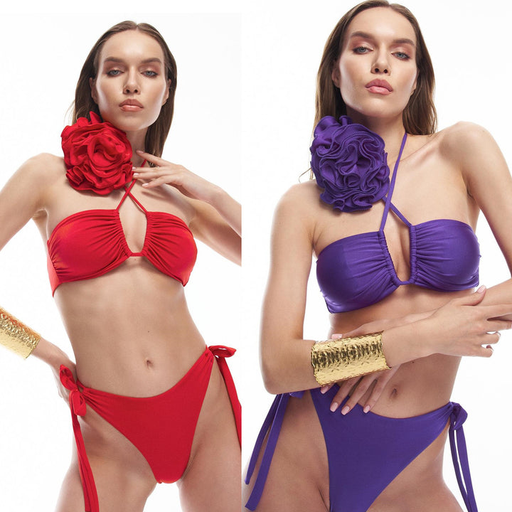 Dame bikini sæt med elegant flæse detalje og justerbare bånd Stilla