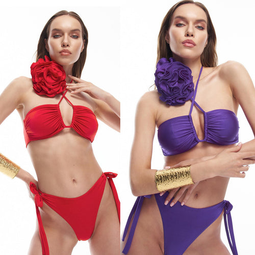 Dame bikini sæt med elegant flæse detalje og justerbare bånd Stilla