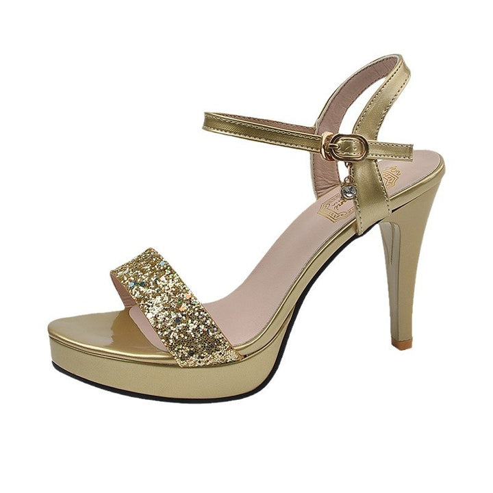 Dame High-Heel Sandaler med glitrende remdesign og komfortabel plateau-sål Stilla