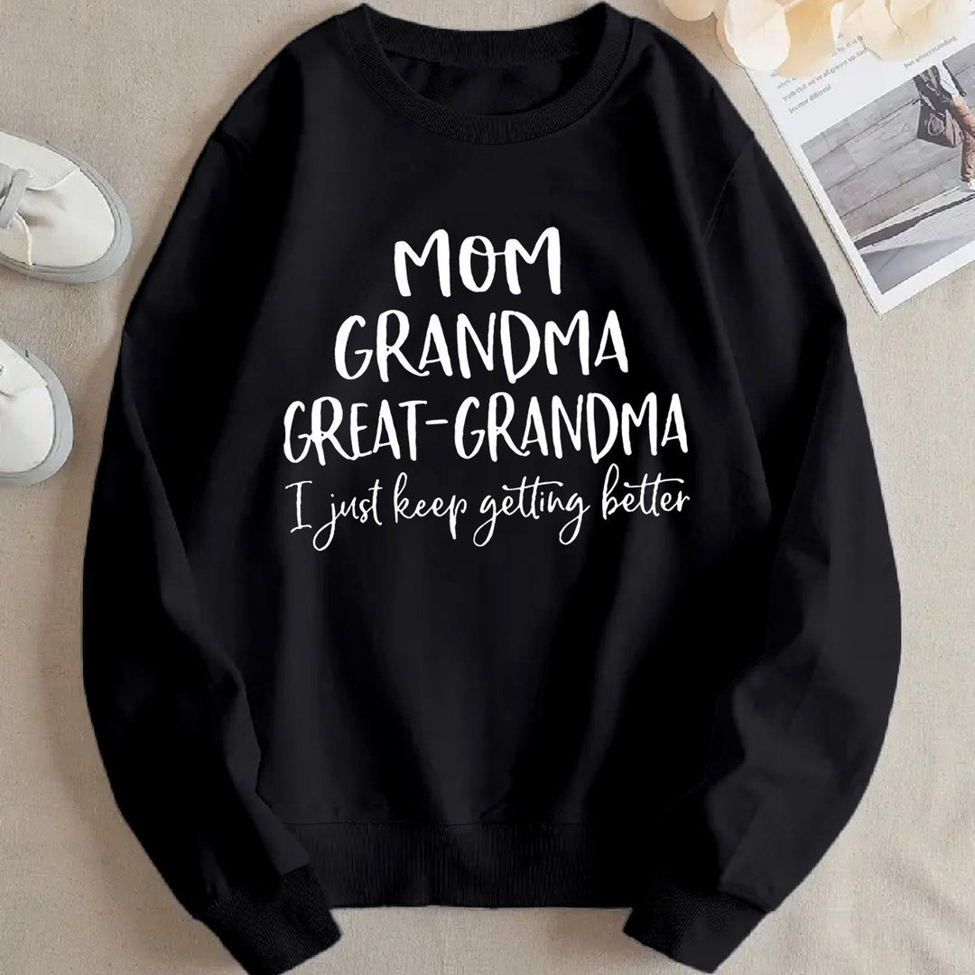 Kvinders sweatshirt med kreativ familieprint og komfortabel pasform Stilla