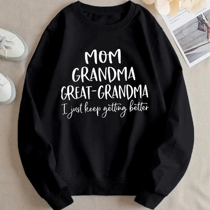 Kvinders sweatshirt med kreativ familieprint og komfortabel pasform Stilla