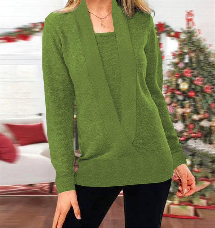 Dame elegant strikpullover med blød V-hals og stilfuld pasform Stilla