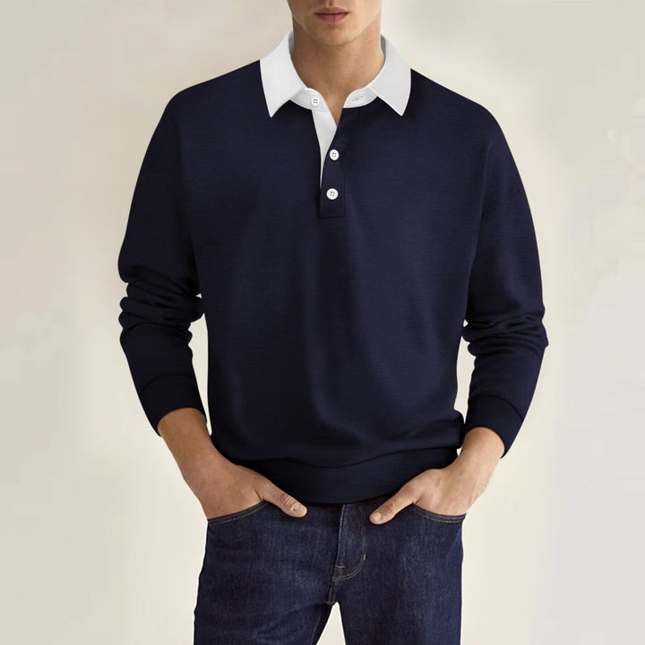 Herre Poloshirt med moderne krave og struktureret overflade Stilla