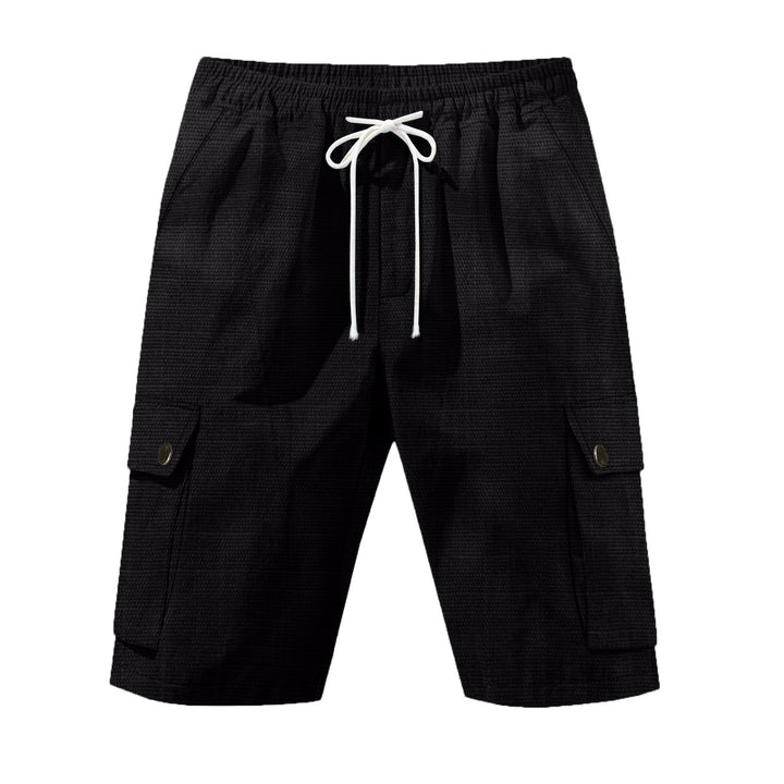 Herrer nan utilitariske cargo-shorts med elastisk talje, snoretræk og påsyede klaplommer Skovae
