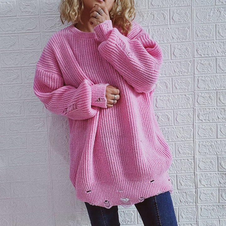 Kvinders afslappede oversized sweater med tekstureret strikdesign Stilla